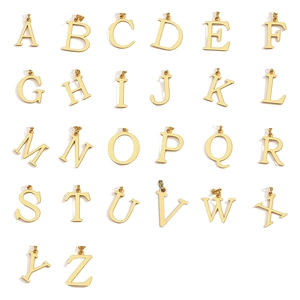 Polished gold initial pendants from A to Z made of stainless steel for layered necklaces