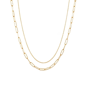 Zweilagige goldene Büroklammer- und Gliederkette aus Edelstahl im minimalistischen Design