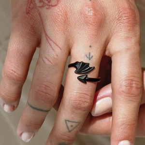 Devil Wing Adjustable Open Ring Stainless Steel Gothic Punk Arrow Tail Finger Jewelry For Men Women