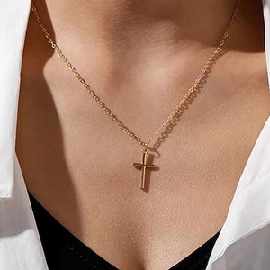 Collana Con Ciondolo A Croce Minimalista Acciaio Inossidabile Placcato Oro Gioielli Di Moda Semplici Regalo Per Donna Uomo