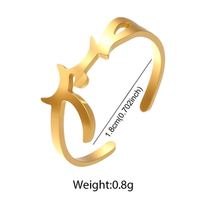 Adjustable gold plated stainless steel ring with Arabic symbols and 1.8cm diameter size