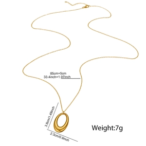 Detailed size chart for the minimalist gold-tone oval cutout pendant necklace