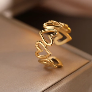 Bague Coeur Évidé Entrelacée Acier Inoxydable Ouverture Réglable Design Mode Vintage Français Pour Femmes Bijoux