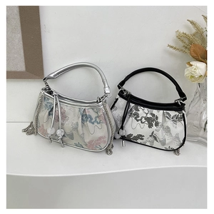 Detail of New Chinese style embroidered handbags with floral and landscape patterns