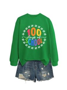 Felpa verde 100 Days of School a maniche lunghe con set di pantaloncini di jeans blu