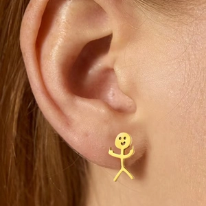 Boucles D Oreilles Bonhomme Doigt D Honneur Acier Inoxydable Visage Souriant Doodle Graffiti Bijoux Hip Hop Hommes Femmes