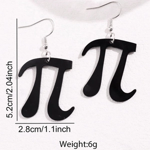 Minimalist black stainless steel earrings featuring mathematical Pi symbol pendants