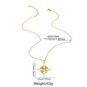 Collier en acier inoxydable doré avec pendentif nœud celtique et croix d'Ankh
