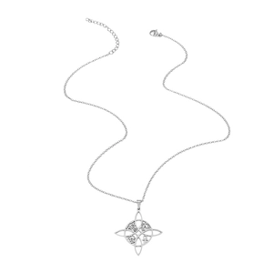 Collier en acier inoxydable poli avec pendentif nœud celtique et symboles mystiques