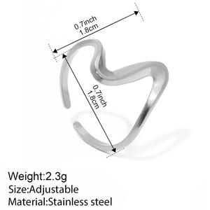 Tableau des tailles détaillé pour la bague réglable minimaliste en acier inoxydable à vagues