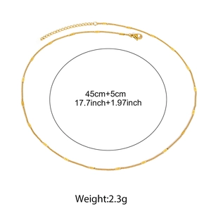Detailed view of gold stainless steel O-chain necklace with 45+5cm length and weight specs