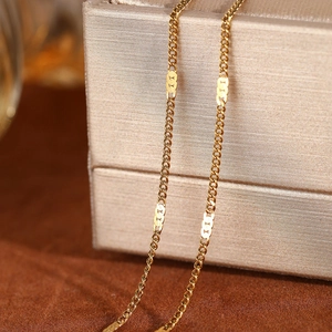 Elegant gold-plated curb chain necklace with oval sequins on a premium gift box
