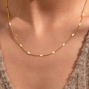 Stainless Steel Necklace Minimalist Sequin Metal Plate O-Chain Fashion Jewelry For Women Men Adjustable