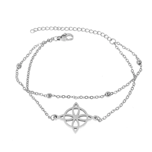 Zweilagiges Edelstahl Witch Knot Armband mit Metallperlen in silbernem Farbton