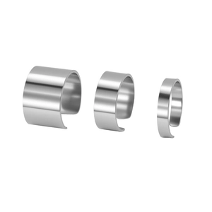 Polished silver stainless steel open ring set in three widths for men and women