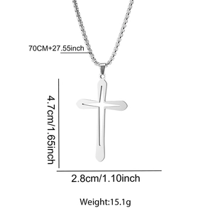 Dimensions détaillées du pendentif croix étoile évidée en argent sur chaîne à billes