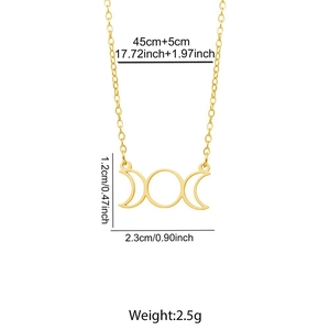 Detailed view of moon goddess pendant dimensions with stainless steel necklace chain