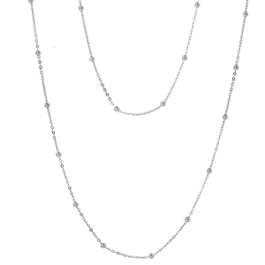 Minimalist double layer silver bead chain necklace in stainless steel for daily wear