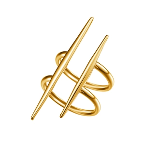 Bague multicouche géométrique en acier plaqué or 18K avec lignes coniques minimalistes
