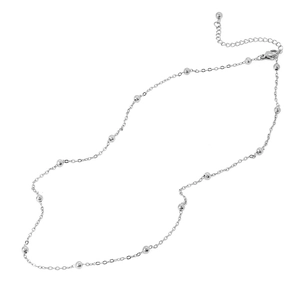 Collier à billes argenté minimaliste pour femme avec fermoir mousqueton et extension réglable