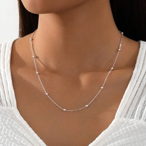 Collier À Chaîne De Billes En Acier Inoxydable Minimaliste Ajustable Ras Du Cou Bijoux Pour Femmes Mode Polyvalente