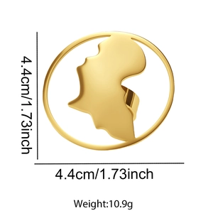 Macro view of gold African map hollow ring showing 4.4cm diameter and 10.9g weight