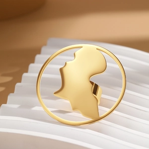 Detailed close-up of a gold stainless steel adjustable ring featuring an African map cutout