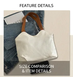 Detail shot of a white canvas tote bag showing the V-neck cut and large interior space