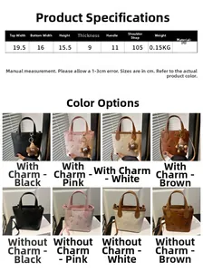Detailed size guide and specifications for women's PU leather bucket handbag and crossbody bag