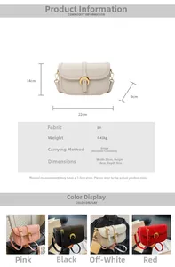Detailed dimensions and color options for the stylish PU leather saddle shoulder bag