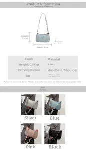 Detail view of lightweight fabric shoulder bag featuring 3D butterfly embroidery and chain strap
