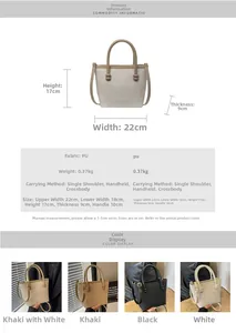 Spécifications techniques détaillées et dimensions du sac à main élégant en cuir PU