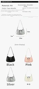 Detailed size chart and specifications for the New Chinese style crescent moon underarm bag