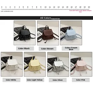 Detailed grid view showcasing seven color options for this trendy mini leather backpack