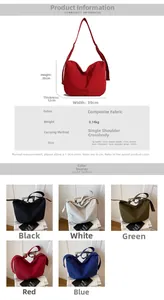 Detailed size specifications for the large capacity nylon crescent crossbody bag