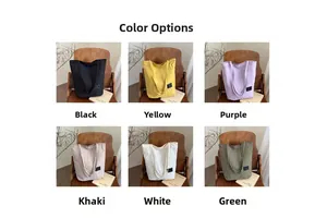 Grid view showing six colors of the minimalist tote bag: black, yellow, purple, and more