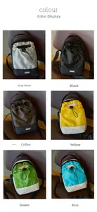 Variedad de seis bolsos bandolera de nailon de colores con detalles de etiquetas de moda