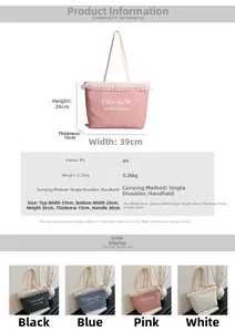 Detailed view of lace trim canvas tote bag with Evea Glow logo and PU leather texture