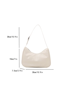 Creamy crescent hobo bag with adjustable strap and dimensions 28x18x7.5cm