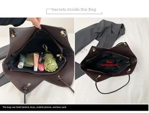 Detail view of large tote bag interior with a functional main zipper pocket and lining