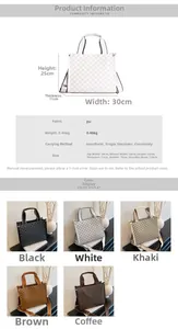 Detailed size specifications for a stylish faux leather tote bag with dimensions and weights