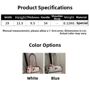 Size chart and color display for bow-knot underarm bag with dimensions and weight info