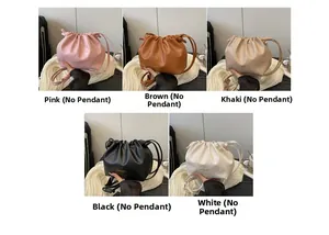 Collection of large capacity drawstring bucket bags in five colors without pendants