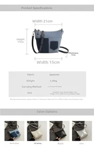 Größentabelle für eine Denim- und PU-Beuteltasche mit verstellbaren Schultergurten