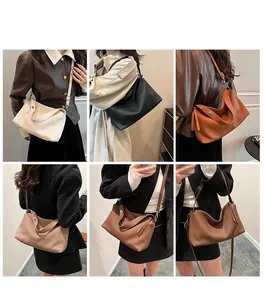 Collage of pleated leather tote bags in various colors showing shoulder and crossbody wear
