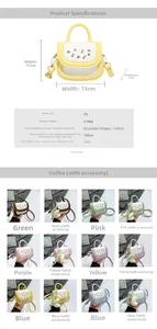 Detailed size specifications and color selection for the cherry print mini crossbody bag