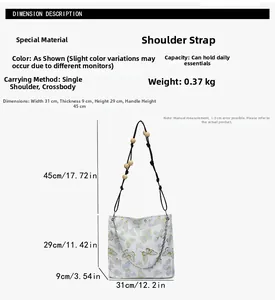 Detaillierte Größentabelle für die Schmetterlings-Tasche mit Perlenriemen-Maßen