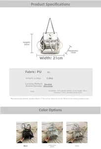 Detailed specs of the chain backpack showing PU material and multi-color options