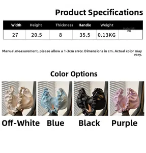 Size chart for ruched cloud bag showing 27cm width and 20.5cm height dimensions