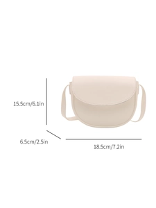 Ivory saddle crossbody bag with dimensions 18.5x15.5x6.5 cm and minimalist smooth leather